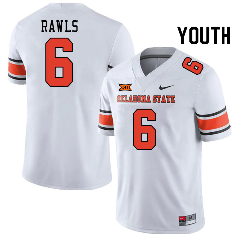 Youth #6 Lyrik Rawls Oklahoma State Cowboys College Football Jerseys Stitched-White